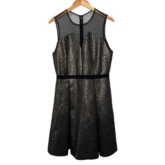 Draper James for Net-a-Porter Kara Dress 14 Gold Black Pleated Cocktail (NWT!) - Picture 7 of 15